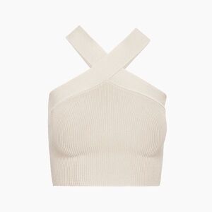 Aritzia Babaton Sculpt Knit Criss Cross Cropped Tank in Matte Pearl - Size S